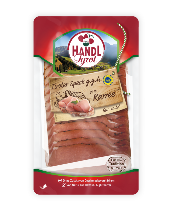 Tiroler Speck g.g.A. vom Karree 80g Handl Tyrol